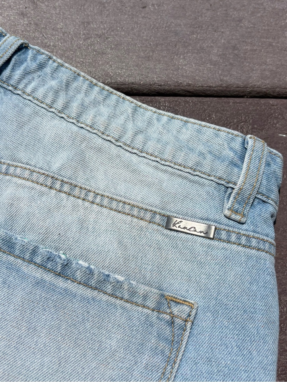 KanCan Light Blue colorful Distressed holes Denim Shorts size 11/29 - Picture 8 of 10